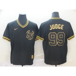 MLB New York Yankees #99 Aaron Judge Black Gold Nike Cooperstown Collection Legend V Neck Men Jersey