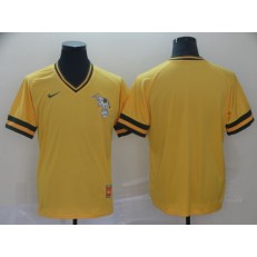 MLB Oakland Athletics Blank Yellow Throwback Men Jersey