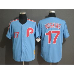 MLB Philadelphia Phillies #17 Rhys Hoskins Blue Cooperstown Collection Men Jersey