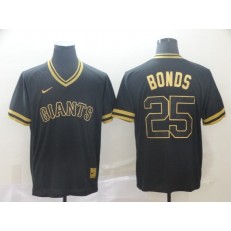 MLB San Francisco Giants #25 Barry Bonds Black Gold Nike Cooperstown Collection Legend V Neck Men Jersey