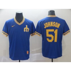MLB Seattle Mariners #51 Ichiro Suzuki Blue Throwback Men Jersey