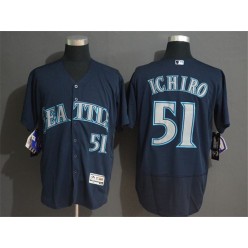 MLB Seattle Mariners #51 Ichiro Suzuki Navy Flexbase Men Jersey