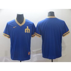 MLB Seattle Mariners Blank Blue Throwback Men Jersey