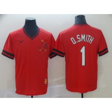 MLB St. Louis Cardinals #1 O.Smith Red Throwback Men Jersey