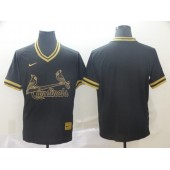 MLB St. Louis Cardinals Blank Black Gold Nike Cooperstown Collection Legend V Neck Men Jersey