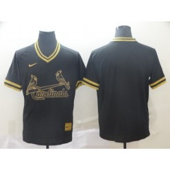 MLB St. Louis Cardinals Blank Black Gold Nike Cooperstown Collection Legend V Neck Men Jersey