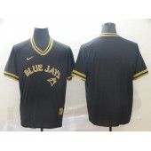 MLB Toronto Blue Jays Blank Black Gold Nike Cooperstown Collection Legend V Neck Men Jersey