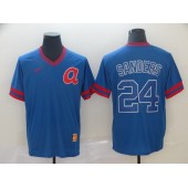 MLB Atlanta Braves #24 Deion Sanders Blue Throwback Men Jersey