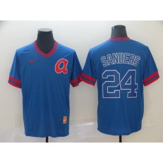 MLB Atlanta Braves #24 Deion Sanders Blue Throwback Men Jersey