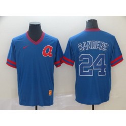 MLB Atlanta Braves #24 Deion Sanders Blue Throwback Men Jersey