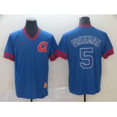 MLB Atlanta Braves #5 Freddie Freeman Blue Throwback Men Jersey