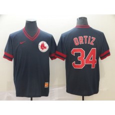 MLB Boston Red Sox #34 David Ortiz Black Throwback Men Jersey
