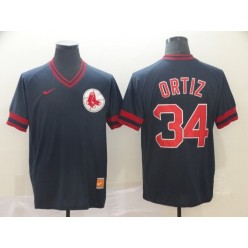 MLB Boston Red Sox #34 David Ortiz Black Throwback Men Jersey
