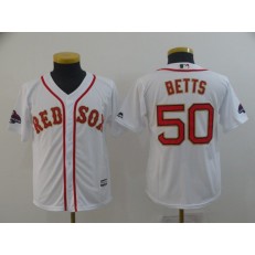 MLB Boston Red Sox #50 Mookie Betts White Youth 2019 Gold Program Cool Base Jersey
