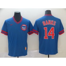 MLB Chicago Cubs #14 Ernie Banks Blue Throwback Men Jersey