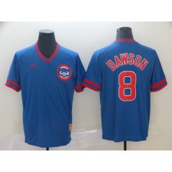 MLB Chicago Cubs #8 Andre Dawson Blue Throwback Men Jersey
