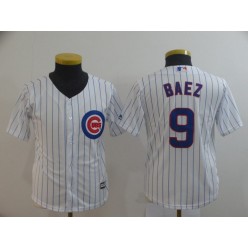 MLB Chicago Cubs #9 Javier Baez White Youth Cool Base Jersey