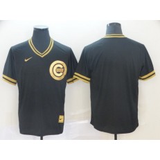 MLB Chicago Cubs Blank Black Gold Nike Cooperstown Collection Legend V Neck Men Jersey