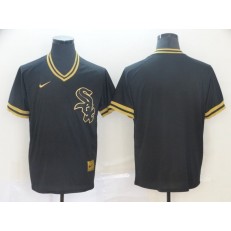 MLB Chicago White Sox Blank Black Gold Nike Cooperstown Collection Legend V Neck Men Jersey
