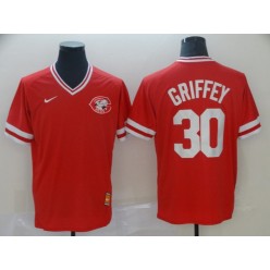 MLB Cincinnati Reds #30 Ken Griffey Jr Red Throwback Men Jersey