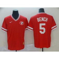 MLB Cincinnati Reds #5 Johnny Bench Red Throwback Men Jersey