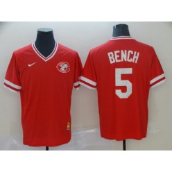 MLB Cincinnati Reds #5 Johnny Bench Red Throwback Men Jersey