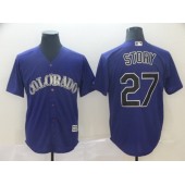 MLB Colorado Rockies #27 Trevor Story Purple Cool Base Men Jersey