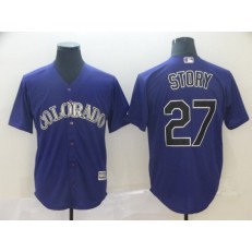 MLB Colorado Rockies #27 Trevor Story Purple Cool Base Men Jersey