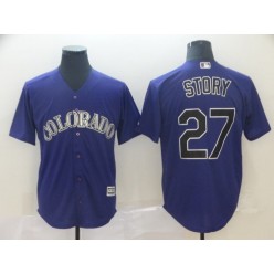 MLB Colorado Rockies #27 Trevor Story Purple Cool Base Men Jersey