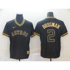 MLB Houston Astros #2 Alex Bregman Black Gold Nike Cooperstown Collection Legend V Neck Men Jersey