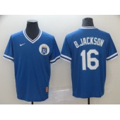MLB Kansas City Royals #16 Bo Jackson Blue Throwback Men Jersey