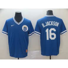 MLB Kansas City Royals #16 Bo Jackson Blue Throwback Men Jersey