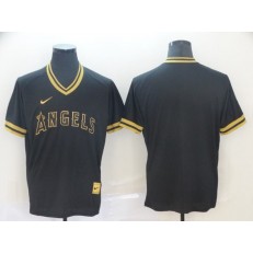 MLB Los Angeles Angels Blank Black Gold Nike Cooperstown Collection Legend V Neck Men Jersey