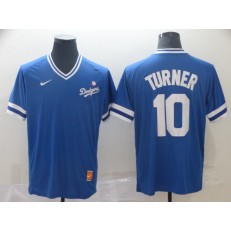 MLB Los Angeles Dodgers #10 Justin Turner Royal Throwback Men Jersey