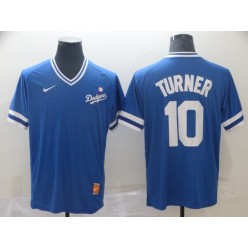 MLB Los Angeles Dodgers #10 Justin Turner Royal Throwback Men Jersey