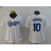 MLB Los Angeles Dodgers #10 Justin Turner White Women Cool Base Jersey