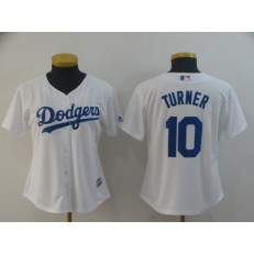 MLB Los Angeles Dodgers #10 Justin Turner White Women Cool Base Jersey