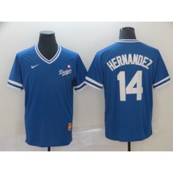 MLB Los Angeles Dodgers #14 Enrique Hernandez Royal Throwback Men Jersey