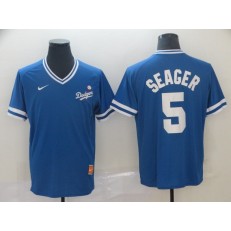 MLB Los Angeles Dodgers #5 Corey Seager Royal Throwback Men Jersey