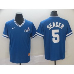 MLB Los Angeles Dodgers #5 Corey Seager Royal Throwback Men Jersey