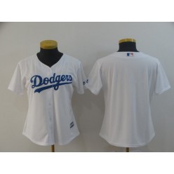 MLB Los Angeles Dodgers Blank White Women Cool Base Jersey