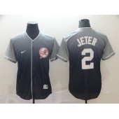 MLB New York Yankees #2 Derek Jeter Gray Drift Fashion Men Jersey