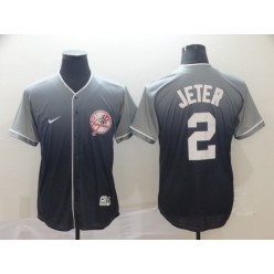 MLB New York Yankees #2 Derek Jeter Gray Drift Fashion Men Jersey