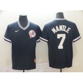 MLB New York Yankees #7 Mickey Mantle Blue Throwback Men Jersey