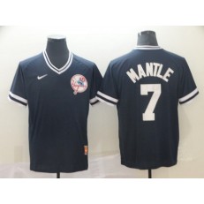 MLB New York Yankees #7 Mickey Mantle Blue Throwback Men Jersey