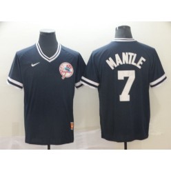 MLB New York Yankees #7 Mickey Mantle Blue Throwback Men Jersey