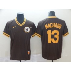 MLB San Diego Padres #13 Manny Machado Brown Throwback Men Jersey