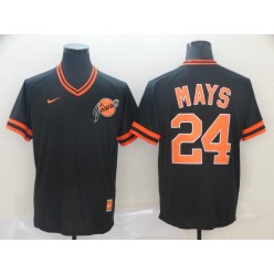 MLB San Francisco Giants #24 Willie Mays Black Throwback Men Jersey
