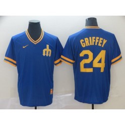 MLB Seattle Mariners #24 Ken Griffey Jr. Blue Throwback Men Jersey