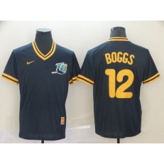 MLB Tampa Bay Rays #12 Wade Boggs Navy Throwback Men Jersey